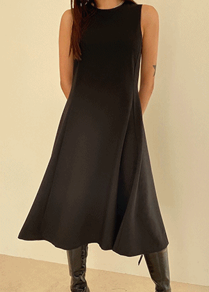 [블랙 당일배송] sleeveless flare dress (2col)