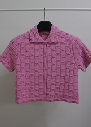 [당일배송] pink square crop knit